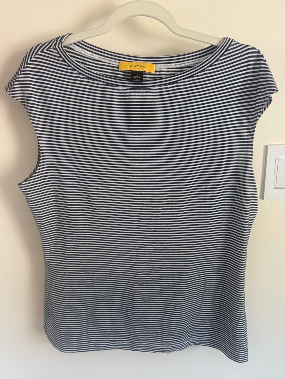 St John Blue White Striped Top size large